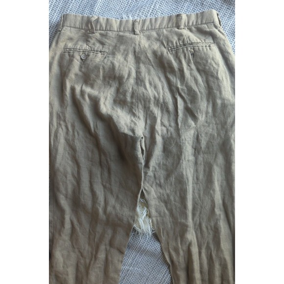 VTG Polo By Ralph Lauren Men’s Linen Flax BrownCASUAL DRESS PANTS TROUSERS 36/30 - Picture 9 of 15
